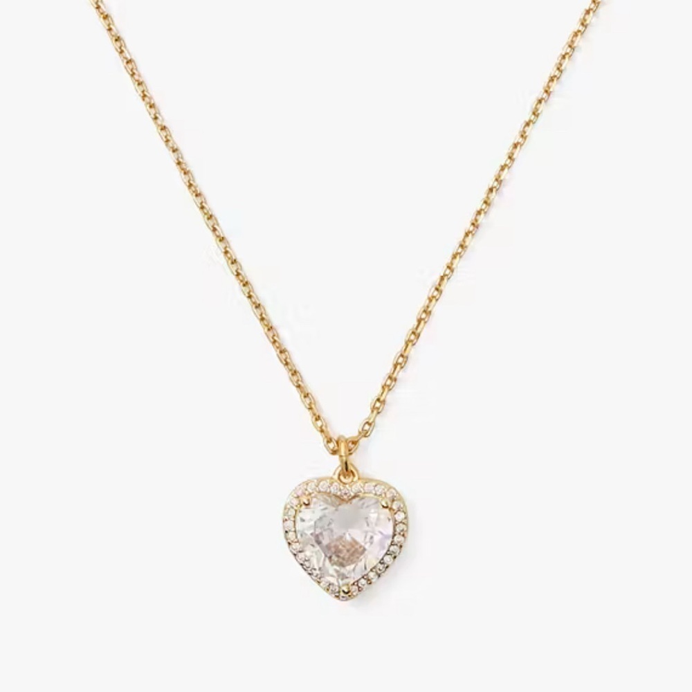 Kate Spade My Love Pavé Heart Pendant Necklace Gold Brand New KA675
